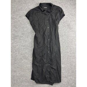 Frank And Oak Shirt Dress Womens Medium Black Linen Blend Button Front Belted